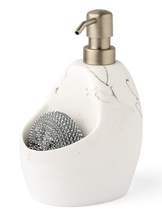 Дозатор-органайзер DeNASTIA в наборе с металл. губкой, полирезина, белыйсерый X000172