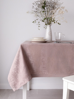 Скатерть DeNASTIA 140х200см, жаккард, цвет бежевый (эффект потёртости), E020184