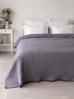 Покрывало LUCKY 200x220 вафельное с бахромой, 100% хлопок, цвет темно-серый, U000432