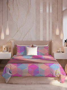 Комплект постельного белья Galtex семейный поплин Гексагон розовый