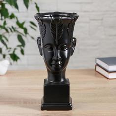 Ваза керамика "Нефертити" 12х25 см, чёрный No Brand