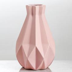 Ваза керамическая "Оригами", настольная, геометрия, розовая, 21 см Керамика ручной работы