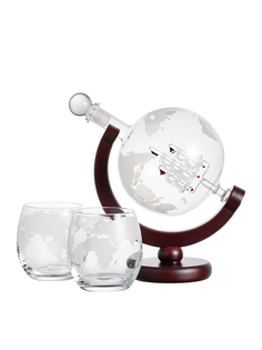 Декантер для виски Limpid Side Графин глобус стеклянный с бокалами на подставке