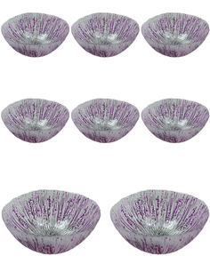 Набор салатников стекло Аксам Лаванда диаметр 15см 8шт 15713 Akcam