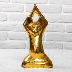 Сувенир дерево "Кот йог" 14х6,5х25 см No Brand