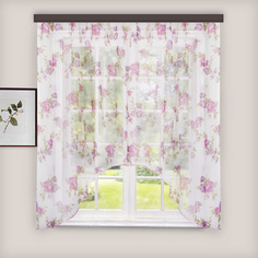 Штора для кухни вуаль-печать арка 285х160 см, сирень, пэ 100% Witerra