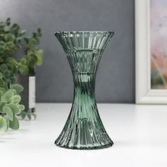 Подсвечник стекло на 1 свечу "Виток" зелёный прозрачный 13,5х7х7 см No Brand