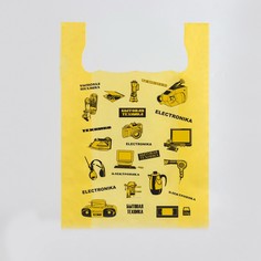 Пакет майка полиэтиленовый Электроника жёлтый 40х60 см 16 мкм 100 шт No Brand