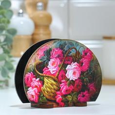 Салфетница "Корзина роз", 13х10х5см No Brand