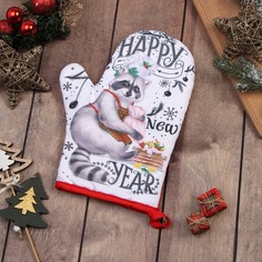 Доляна Варежка-прихватка "Happy new year" 20х27см,100% п/э