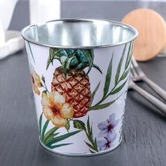 Подставка для столовых приборов металлическая, "Тропики", 10х10 см No Brand