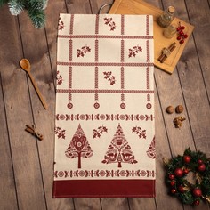 Полотенце Доляна Merry Christmas 40х70 , 100%хл, рогожка 164 г/м2