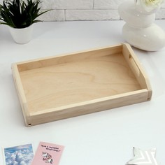 Поднос деревянный для завтрака со вставкой, МАССИВ, 40х25см No Brand