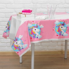 Скатерть Единорог, 108х180 см, цвет розовый No Brand