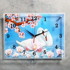 Часы настенные, серия: Животный мир, "Лебеди", 30х40 см Сюжет
