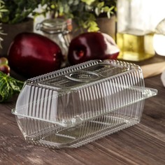 Контейнер одноразовый с неразъёмной крышкой, прямоугольный, 21,8?11,5?8,4 см, 280 шт. (320 No Brand