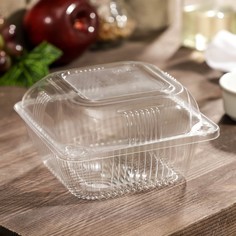 Контейнер одноразовый с неразъёмной крышкой ИП-9А, квадратный, 350 мл, 13?13?7,5 см, 450 ш No Brand