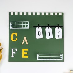 Панно настенное с полочками и календарём "Cafe" 45х40,5х5,5 см (2 шт) No Brand
