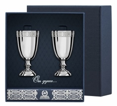 Набор рюмок №1 с рисунком "Квадрат" из серебра (2 предмета) АргентА