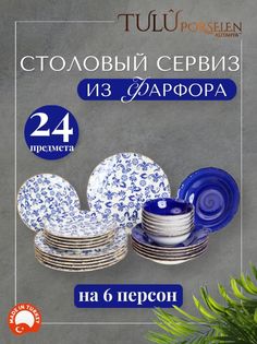 Сервиз столовый 24 предмета фарфор Tulu Porselen LIA24YSDB2398FAL