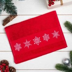 Этель Новогоднее полотенце махровое "Snowflakes" 30х60 см, 100% хлопок, 360гр/м2