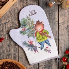 Варежка-прихватка "Magic winter" 20х28см,саржа, 100% х/л, ватин 250г/м2 No Brand