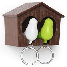 Держатель для ключей Qualy Duo Sparrow, коричневый, белый, зеленый