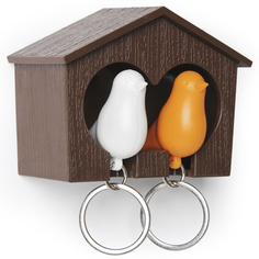 Держатель для ключей Qualy Duo Sparrow, коричневый, белый, оранжевый