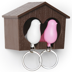 Держатель для ключей Qualy Duo Sparrow, коричневый, белый, розовый