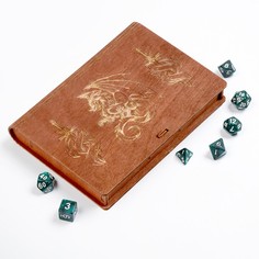 Деревянная шкатулка для игральных карт и кубиков D&D Мечи и Дракон No Brand