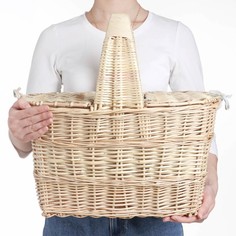 Корзина «Пикник», с крышкой, №1, дно:16х31 см, верх:40х28 см, H=25/45 см, ива No Brand