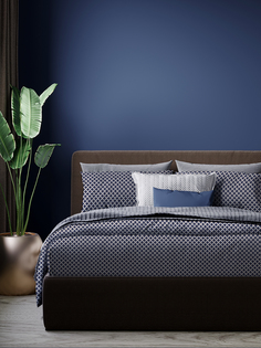 Комплект постельного белья Семейный Galtex Комфорт Виши темно-синий