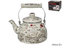 Чайник для плиты эмалированная сталь Lenardi Птичий дворик 2л 776-004