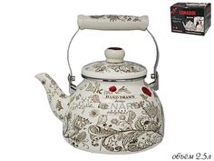 Чайник для плиты эмалированная сталь Lenardi Птичий дворик 2,5л 776-002