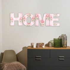 Панно буквы "HOME" высота букв 29,5 см,набор 4 детали розовый No Brand