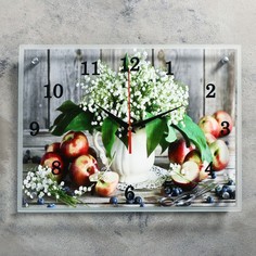 Часы настенные, серия: Цветы, "Цветы и яблоки", 30х40 см No Brand
