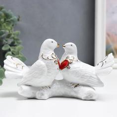 Сувенир керамика "Воркование голубей" стразы 9 см No Brand