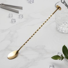 Ложка барная с мадлером из нержавеющей стали, h=32 см, цвет золотой No Brand