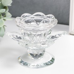 Подсвечник стекло на1 свечу "Цветок" d=2,5 и 4,5 см 10х10х7 см No Brand