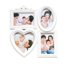 Фоторамка на 4 фото 10х15 см, 15х15 см "Семейная" белая 30,5х34 см No Brand