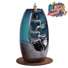 Подставка для благовоний из керамики Стелющийся дым J31, синяя Luxury Gift