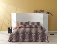 Постельное белье TAC люкс-сатин Leopard коричневый семейное Турция
