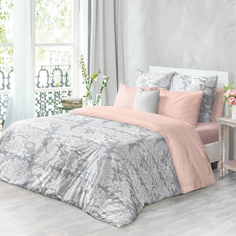 Комплект постельного белья Волшебная ночь Bella ранфорс 50x70 см персиково-серый 1,5 сп
