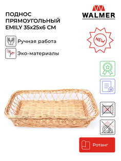 Поднос прямоугольный Walmer Emily 35x25x6 см, W30233525