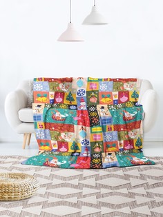Большой плюшевый плед 150x200 из микрофибры (велсофт) Ambesonne Праздник в красках
