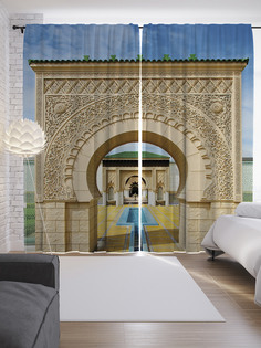 Шторы с фотопечатью "Марокканская арка" из сатена, 290х265 см Joy Arty