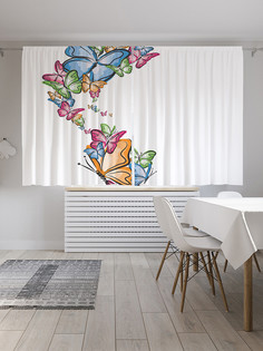 Фотошторы короткие JoyArty Раскраска с бабочками, сатен, 290x180 см