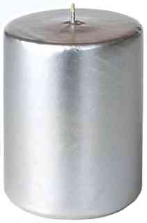 Свеча декоративная цилиндрическая Evis 8 х 6 х 6 см серебристая
