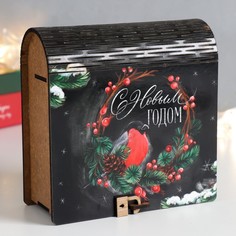 Шкатулка-книга "Снегири" 14х14х6,5 см No Brand