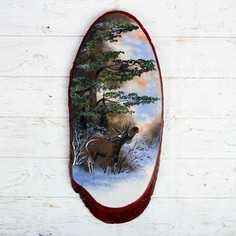 Панно на спиле "Зима. Лось", 57-62 см, каменная крошка, верикальное No Brand